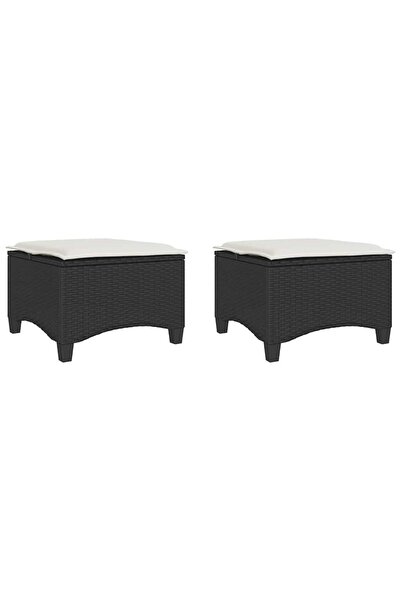 vidaxl Scaune de grădină cu perne 2 buc Negru 55x55x36 cm Poly Ratan