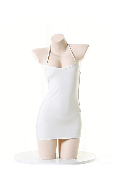Generic Grey Open Back Lingerie Dress, Halter Neck with Cage Strap Design, Se...