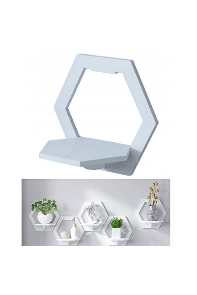 TodayShop Etajeră hexagonală albă de perete - Suport decorativ pentru flori ș...