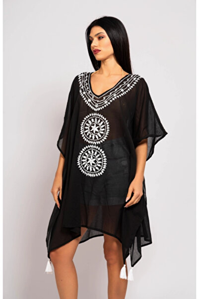 Fame Greece F-169 Black Embroidered Cotton Kaftan