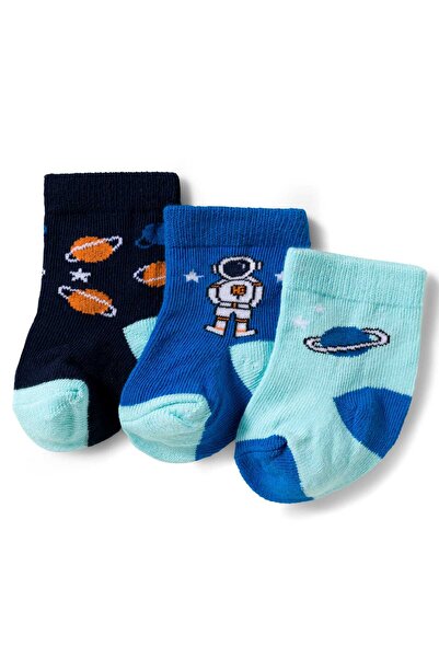 Cute Walk by Babyhug Knit Ankle Length Antibacterial Socks With Space Design ...