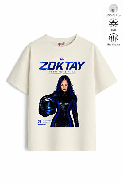Belya Kids Wear Girl's Oversize Fit Cotton Mani Zoktay Design16 T-Shirt