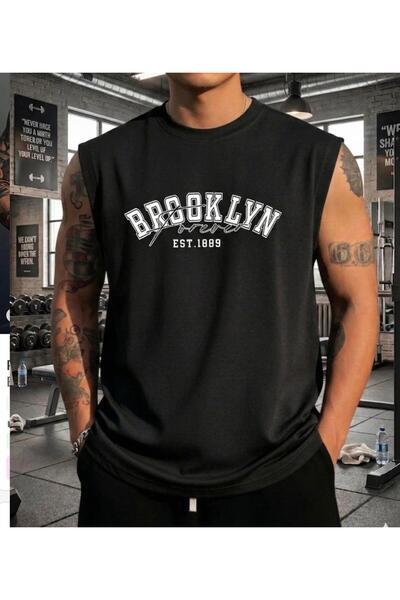 NIGRUM PARDUS YENİ SEZON BROOKLYN BASKILI %100 PAMUK KOLSUZ BÜYÜK BEDEN ERKEK...