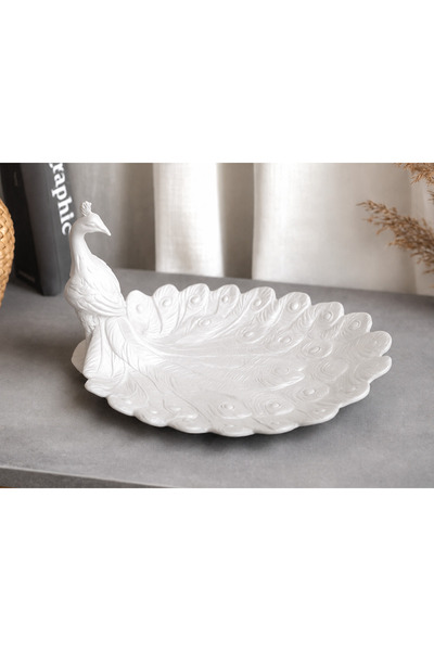 Belupa Decorative Jewelry Plate Tray with Peacock Figure Home Office Decorati...