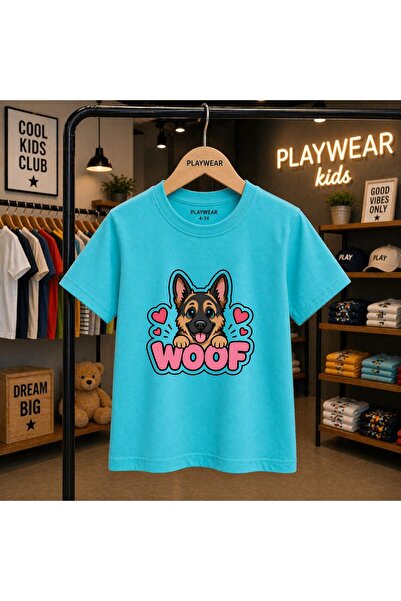 playwear Детска унисекс тениска с щампа  "Вълк ", 100% памук, за 5-6, 7-8, 9-...