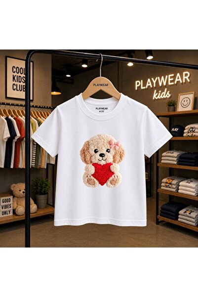 playwear تي شيرت للأطفال مطبوع عليه شريط على شكل قلب دوجي 100% للأطفال من الج...