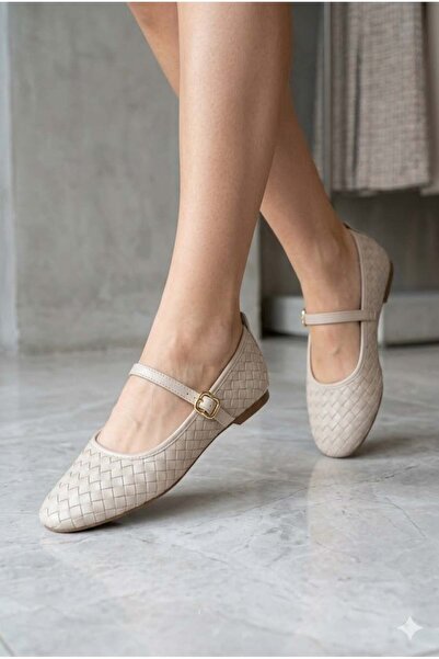 ShoeTek Revissa Women's Ballerinas with Front Strap and Buckle, Knitted Patte...