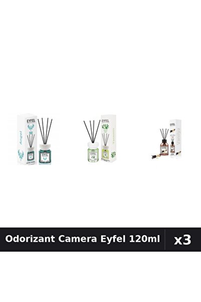 Eyfel Set 3 Odorizant Camera cu Betisoare - Angel, Iasomie, Vanilie 120ml