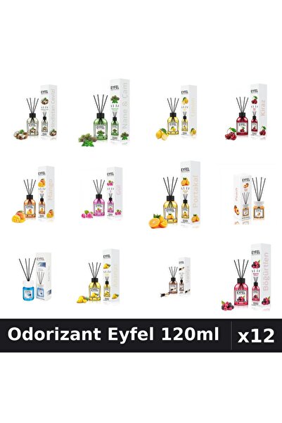 Eyfel Top Bottom Set of 12 Room Air Fresheners with Sticks - 12 Assorted Frag...