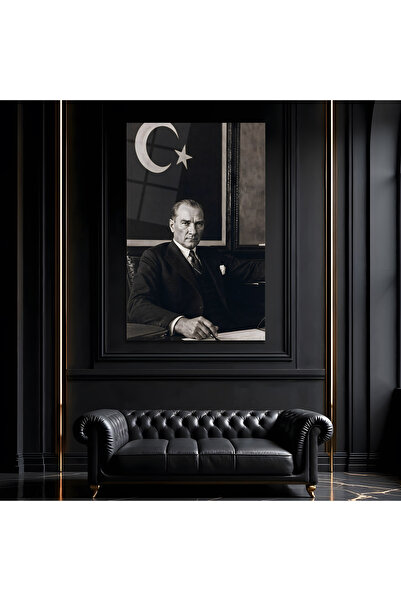 NERZEN HOME Atatürk ve Türk Bayrağı I Premium Dekoratif Cam Tablo