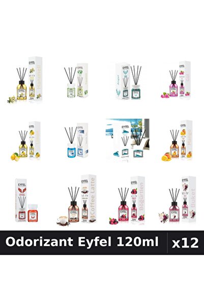 Eyfel Set 12 Odorizante Camera cu Betisoare - 12 Arome Asortate, 120ml