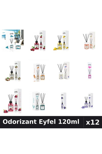 Eyfel Set 12 Odorizante Camera cu Betisoare - 12 Arome Asortate, 120ml