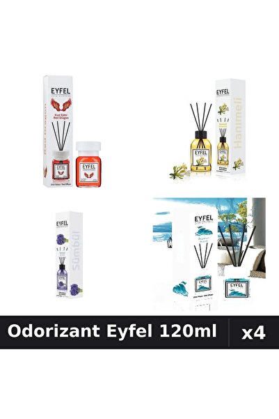 Eyfel Set 4 Odorizant Camera cu Betisoare 120ml - Red Dragon, Ocean, Zambile,...