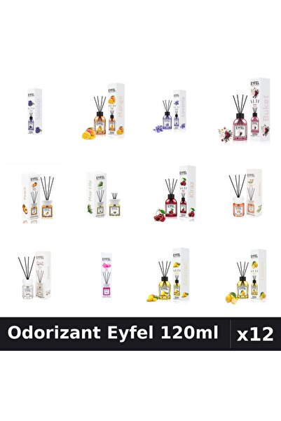 Eyfel Set 12 Odorizante Camera cu Betisoare - 12 Arome Asortate, Parfum Inten...