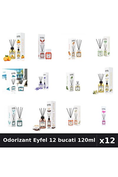 Eyfel Set 12 Odorizante Camera cu Betisoare - 12 Arome Asortate, 120ml