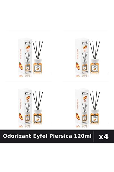 Eyfel Set 4 Odorizant Camera cu Betisoare Piersica - Parfum Intens, 120ml