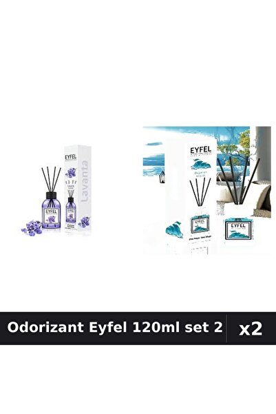Eyfel Set 2 Odorizant Camera cu Betisoare - Lavanda, Ocean, Parfum Intens 120ml