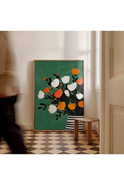 Tuba Decor Jednodijelna slika u drvenom okviru, cveće u vazi