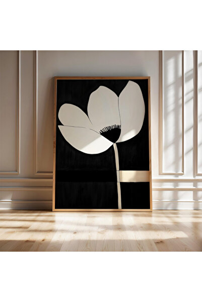 Tuba Decor Tablou într-o singură bucată cu ramă din lemn, floare minimalistă ...