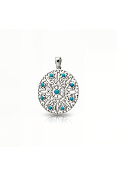 Oria Jewelry Pandantiv din argint 925 mandala cu turcoaz