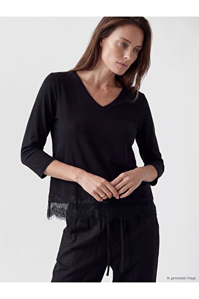 LC Waikiki Lcw Grace V-Neck Lace Detail Blouse