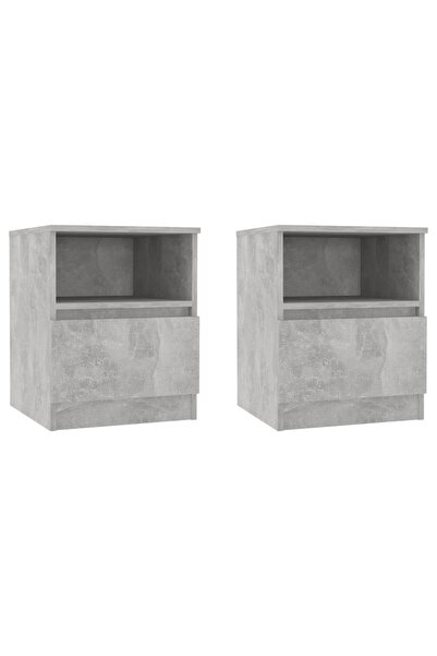 vidaxl Noptiere, 2 buc., gri beton, 40x40x50 cm, PAL