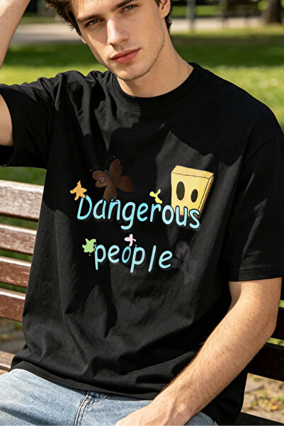 Fleck Casual Style T Shirts For Men Dangerous People With Butterfly And Block...