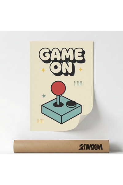 21mxm Декоративен постер с ретро гейминг тематика - "Game On ", текстилен мат...
