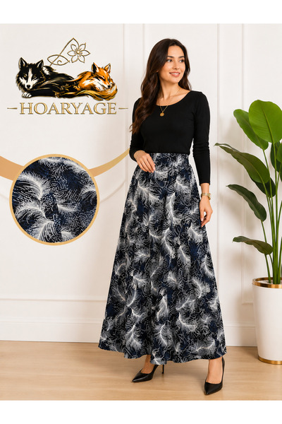 hoaryage 100% Cotton Elastic Waist Patterned Combed Cotton Fabric Maxi Length...