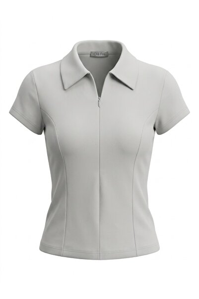 OlaFre T-shirt with front zipper collar