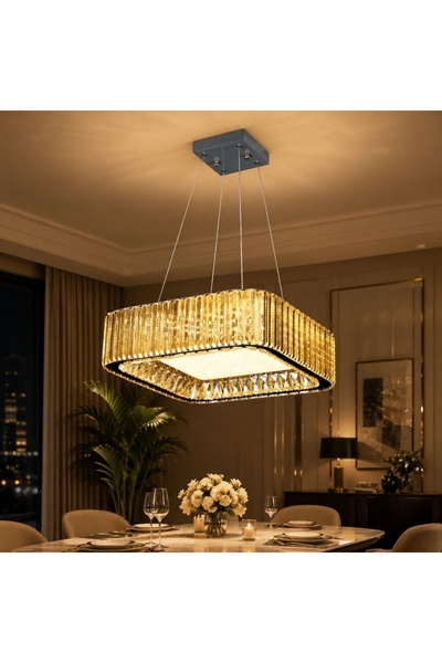 proled Candelabru LED din cristal auriu 96W (48W+48W), telecomandă, pătrat 40...
