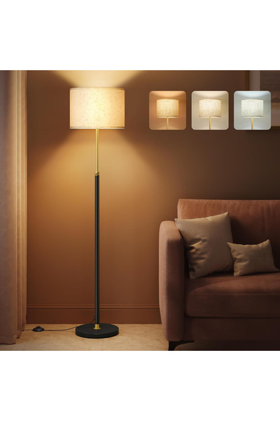VASAGLE Lampadar reglabil, abajur din material textil, bec LED inclus, 30x30x...