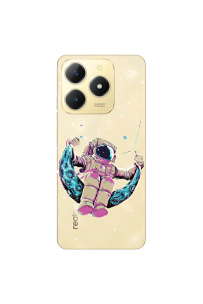 Other Realme C61 Astronaut swinging on the moon Transparent Silicone TPU Θήκη