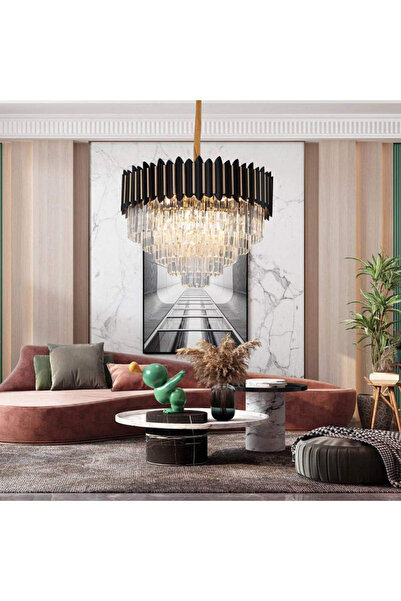 proled Splendor Crystal Chandelier 600, modern lighting, E14, black