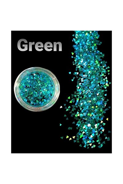 Deve Pigment glitter holografic triunghi 2mm, art line DEVE, 10gr sclipici verde pentru rasina epoxidica lac de unghii sau vopsea decorativa