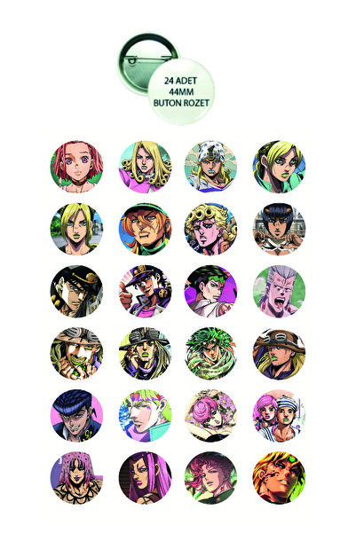 nihonwosekai JOJO JoJo's Bizarre Adventure Anime Buton Rozet 24 ADET