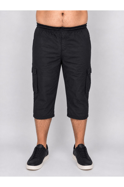 Ramon Miele Large Size Men's Capri Pants with Elastic Waist, Lace-Up and Carg...