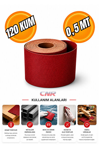 CNR 120 Kum Rulo Zımpara - 0,5 Metre | Ahşap ve Metal Yüzeyler İçin Aşındırıc...