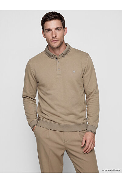 LC Waikiki Nevavm Polo Collar Men's Sweatshirt with a Difference