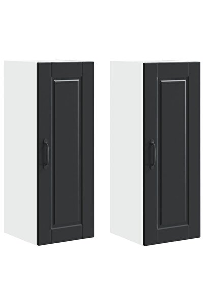 vidaxl Dulap de bucătărie 2 pcs Negru 30 x 31 x 80 cm Lemn compozit
