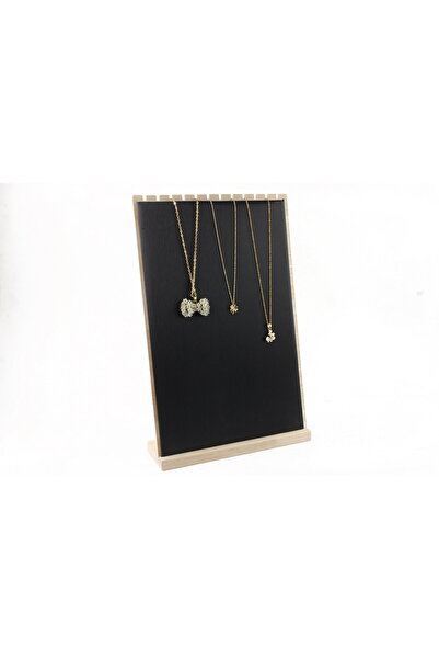 OEM Wooden and black satin material holder for necklaces or bracelets 25x37cm