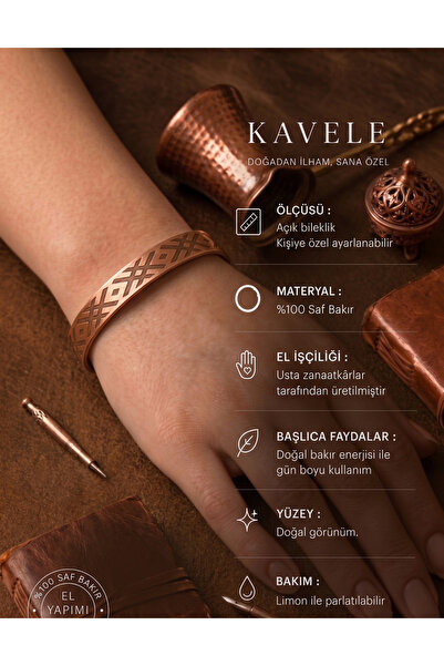 KAVELE Pure Copper Motif Bracelet-For Health-In Gift Box