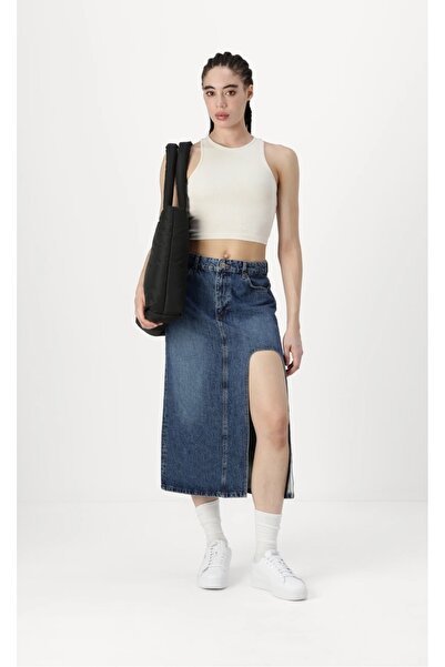 2Y STUDIOS Alisa Denim Skirt, Mid Blue Color, Trendy Casual Style