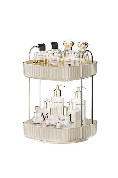 Arabest 2 Tier Rotating Turntable Makeup Organizer,360 Degree Cosmetic Shelf,...
