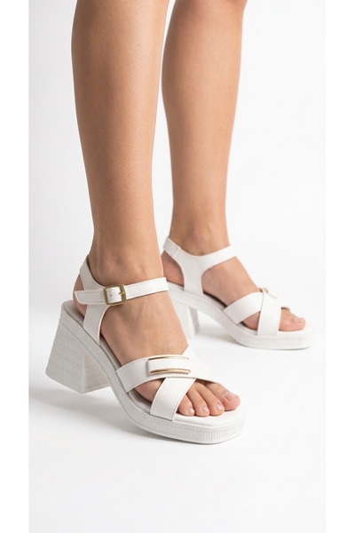 Limeo Cross-Strapped and Buckled Leather High Heeled Ankle Buckle Women's Sum...