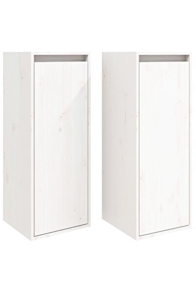 vidaxl Dulapuri de perete, 2 buc., alb, 30x30x80 cm, lemn masiv de pin