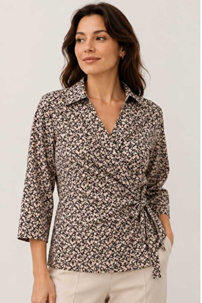 InWear Bluză de Damă BelivaIW, Imprimeu Floral Roz-Negru, Croi Elegant, Casua...