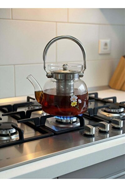 Altabi Glass Teapot 1200 ml – Herbal Tea Teapot with Steel Strainer (for Use ...