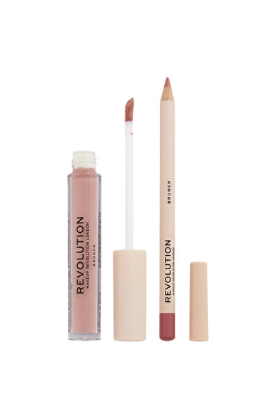 Makeup Revolution London Set Ruj Lichid, Brunch, 3 ml + Creion de Buze de Pre...
