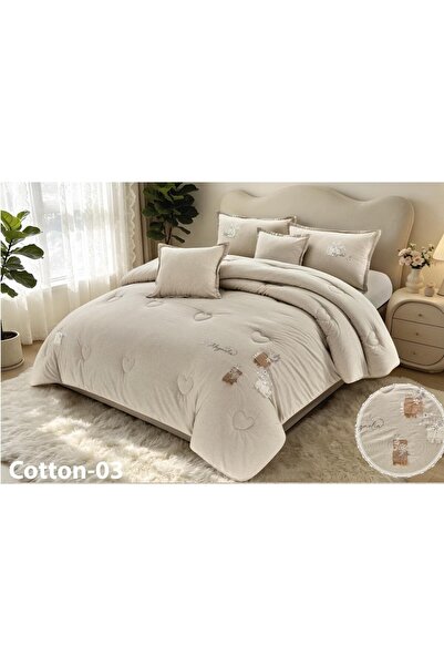 Barigo Plain Bedspread, 100% Cotton, Embroidered, 6 Pieces.